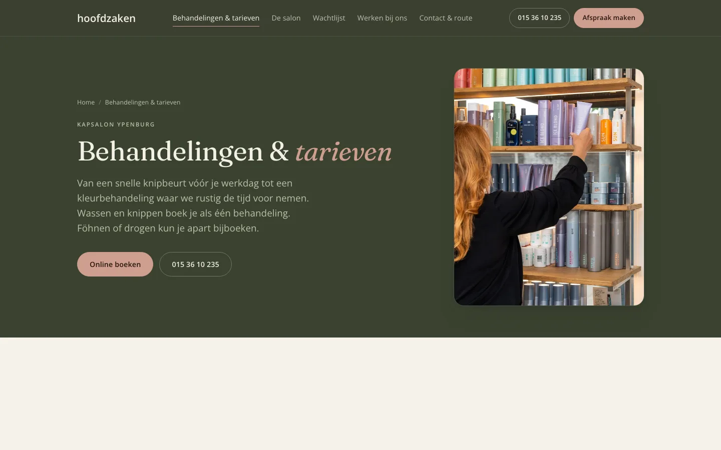 Tarievenpagina van Hoofdzaken