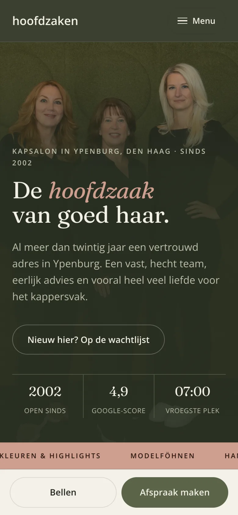 Hoofdzaken op een telefoon